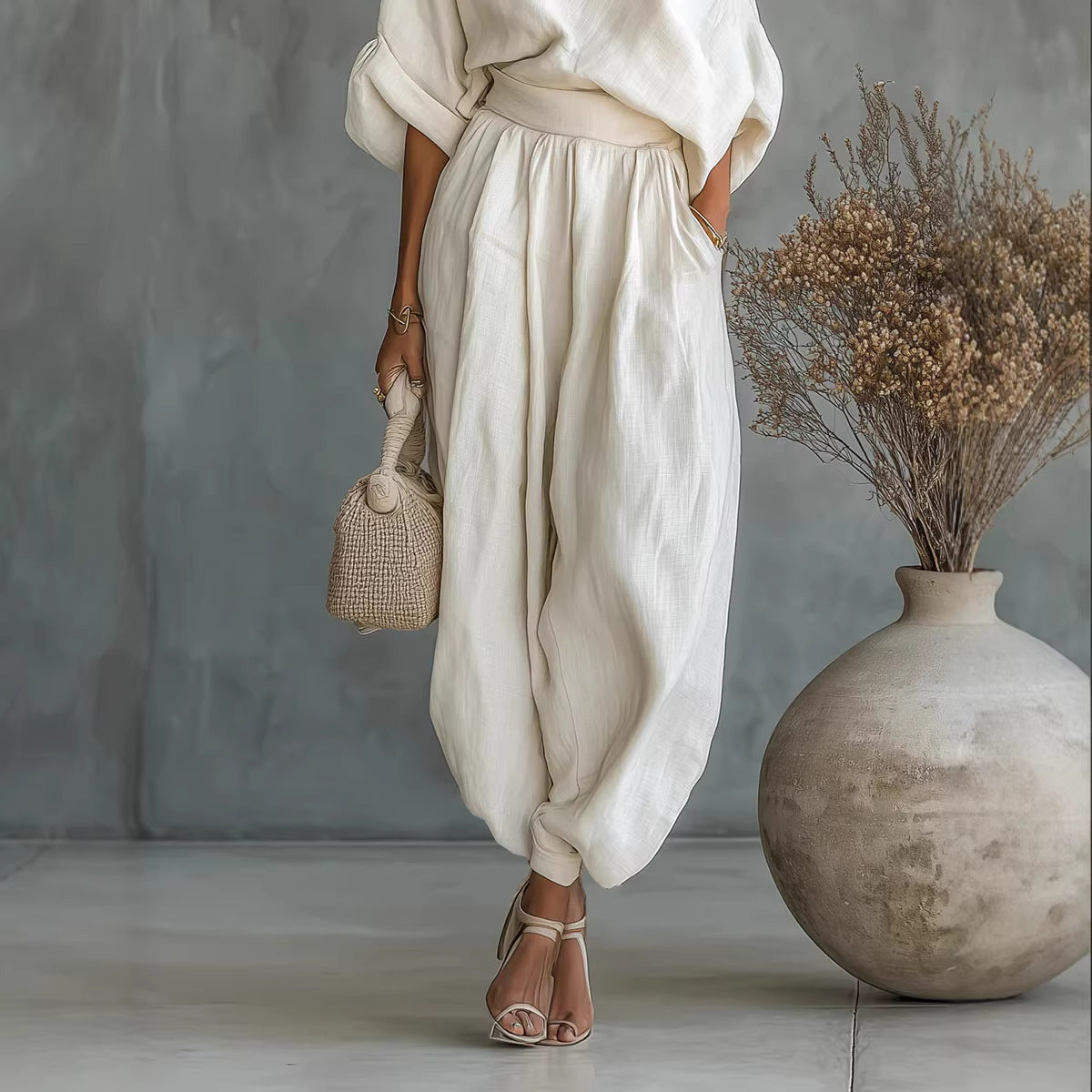 European And American Spring Products Loose Wide-Leg Casual Loose Tops Lantern Pantalons Cotto