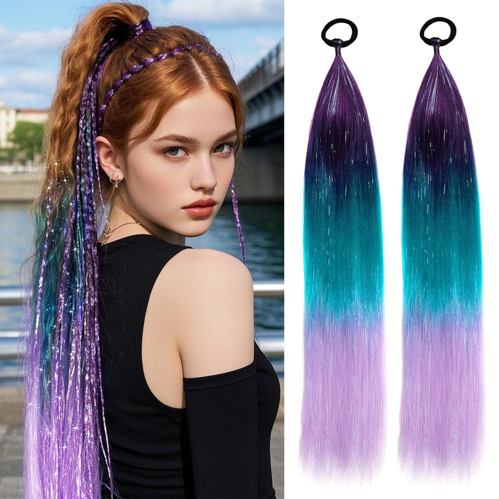 Laser Silk Women's European and American Ponytail Boxing Braid Color Wig