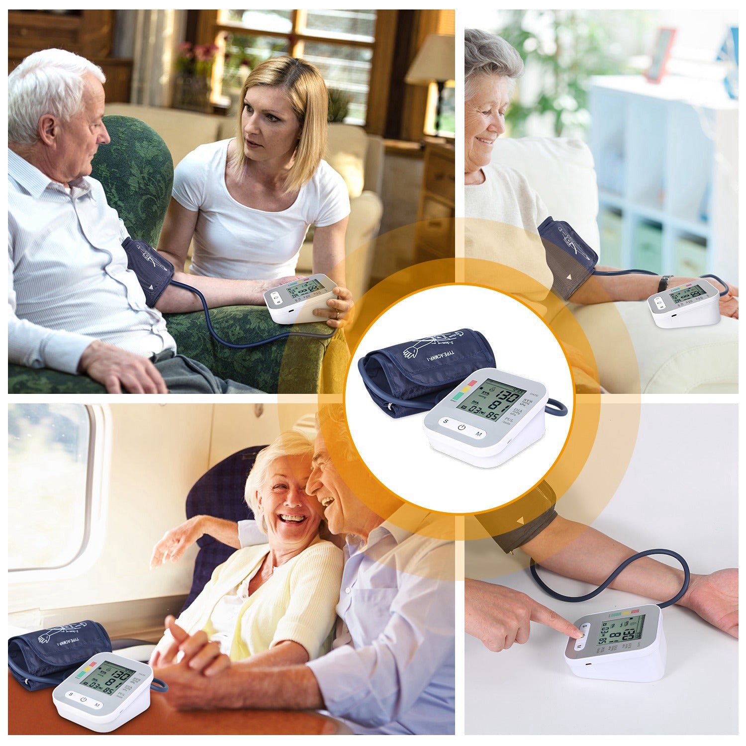 1Pc Digital Arm Blood Pressure Monitor LCD Digital Heart Beat BP Test de santé avec Vo