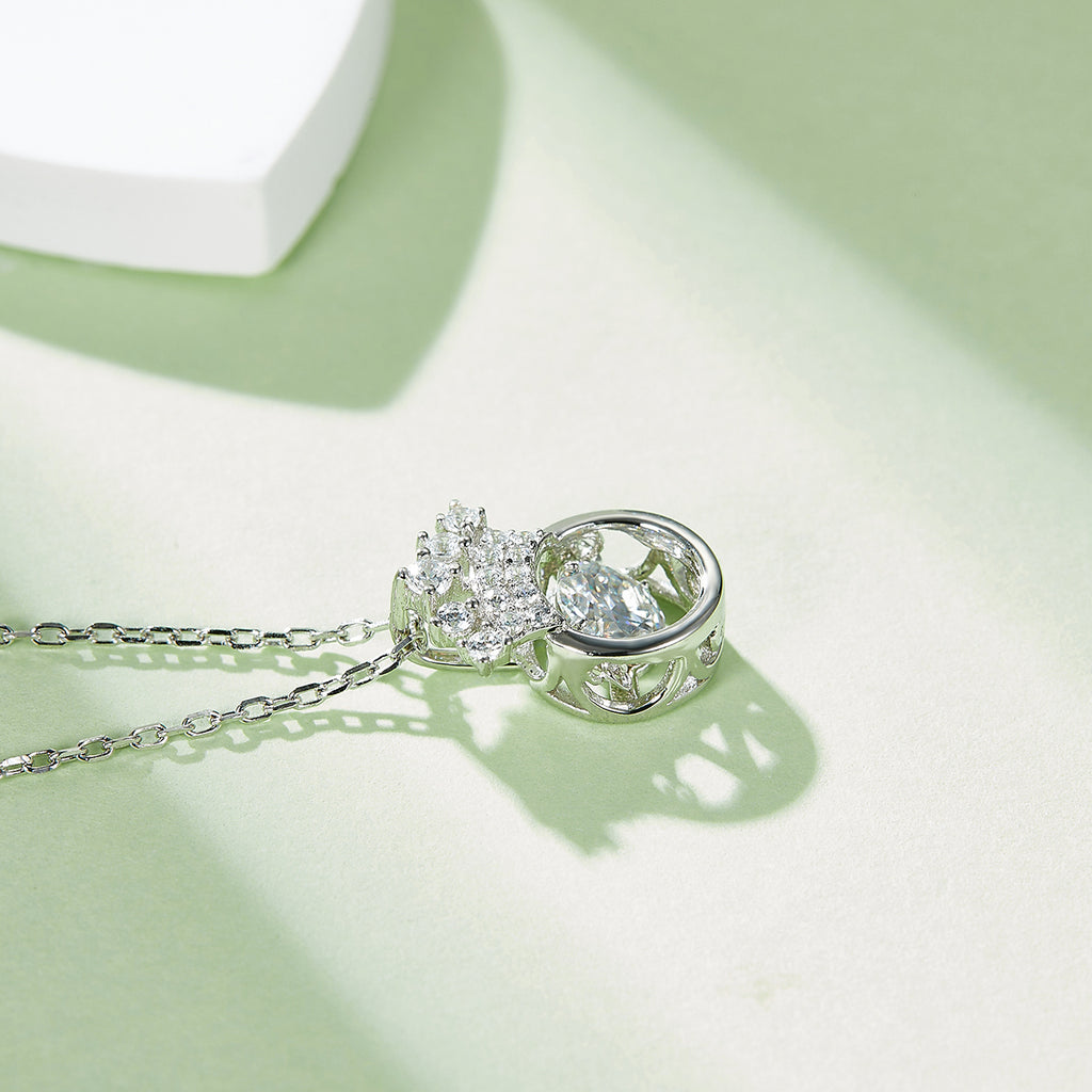 S925 Argent Sterling 0.5ct D Couleur VVS1 Collier de la Couronne de Moissanite 45cm plaqué platine GRA