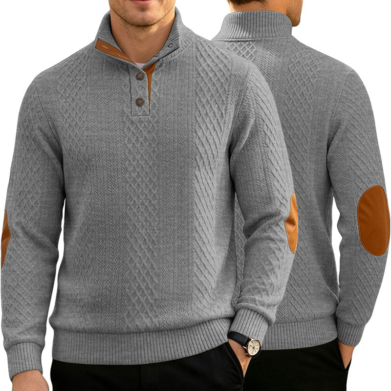Homme Jacquard Col rond Chandail à manches longues