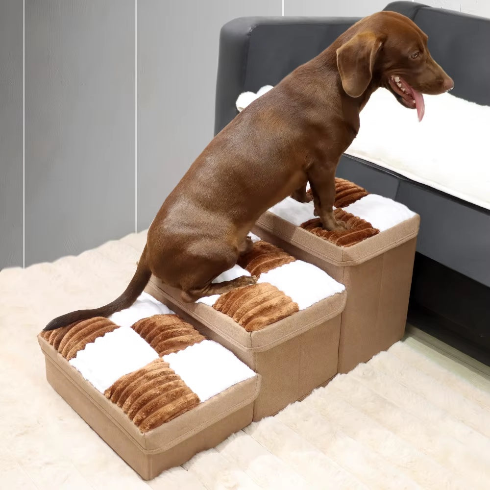 Échecs de luxe pas faits à la main avec des escaliers de chien et espace de stockage