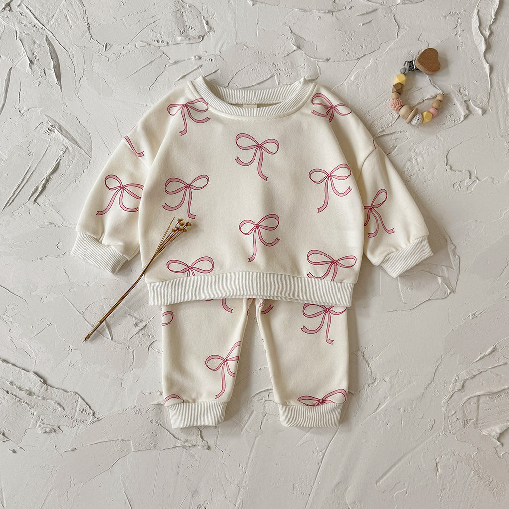 Ensemble de deux pièces imprimées pour bébé et tout-petit Bow-Knot