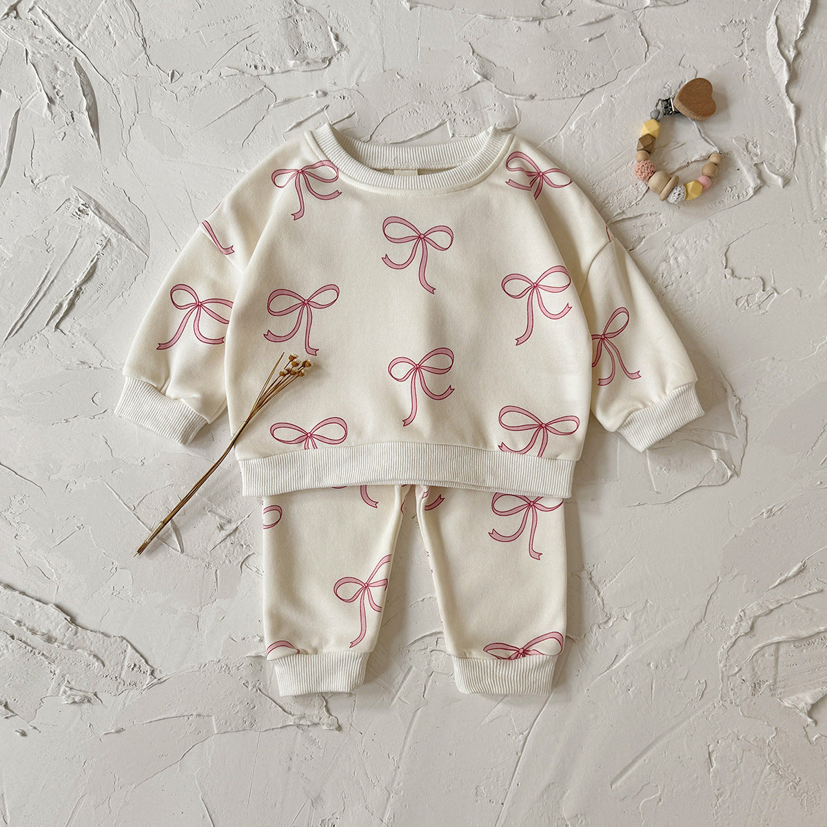 Ensemble de deux pièces imprimées pour bébé et tout-petit Bow-Knot