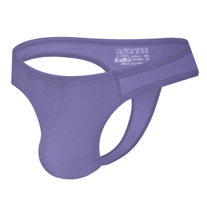 Hommes confortable respirant couleur solide faible taille T-back