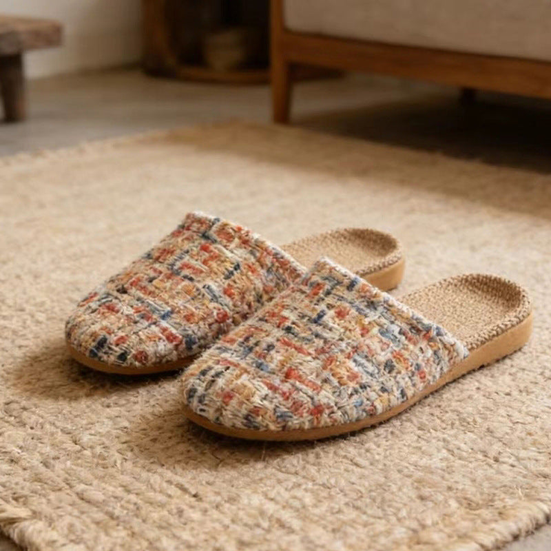 Pantoufles sans glissade Linge de coton souple