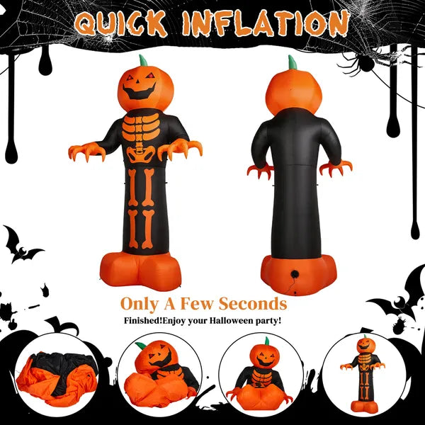 12ft Décor gonflable d'Halloween avec côtes de squelette