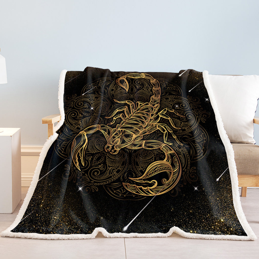Scorpio Blanket Gold Scorpion Lancer Blanket Super Soft Black Sherpa Lancer Fluf léger