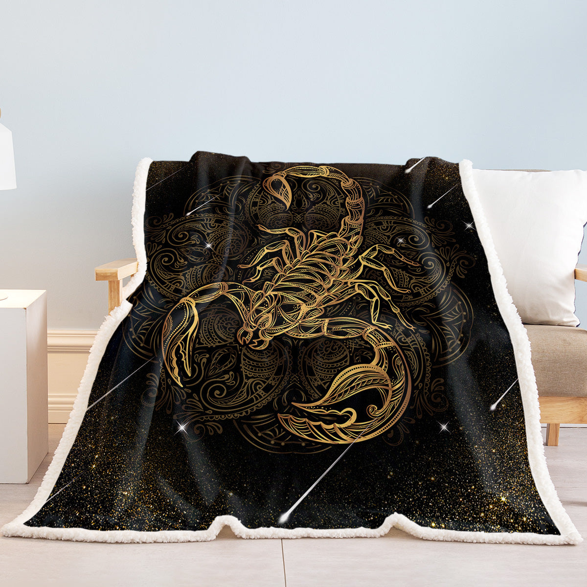 Scorpio Blanket Gold Scorpion Lancer Blanket Super Soft Black Sherpa Lancer Fluf léger