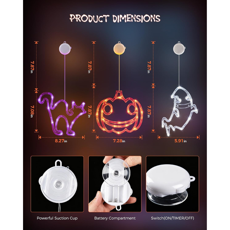 3 Pack lumières de fenêtre Halloween