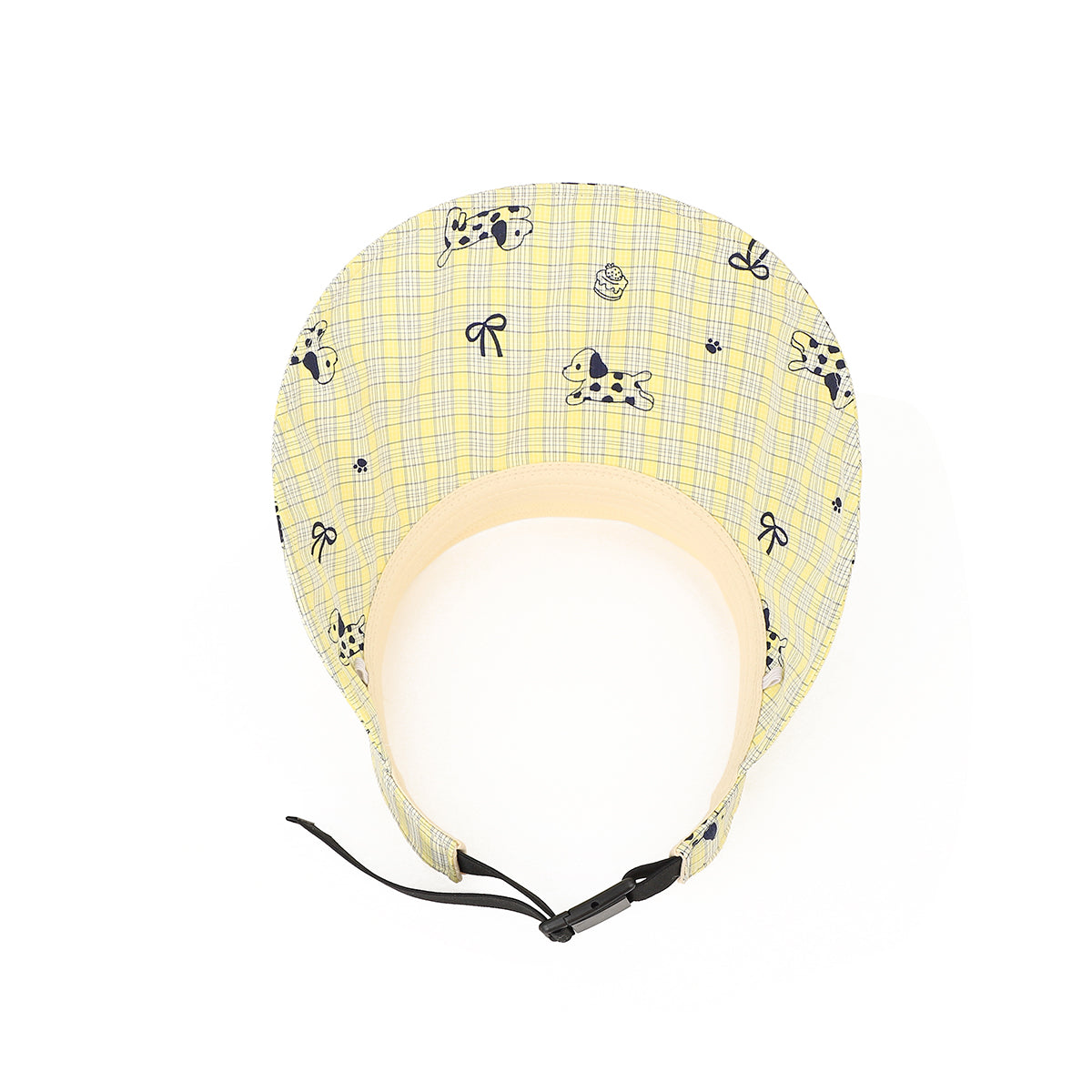 Chapeau de soleil à carreaux jaunes Polka Dot Puppy Print - Style japonais