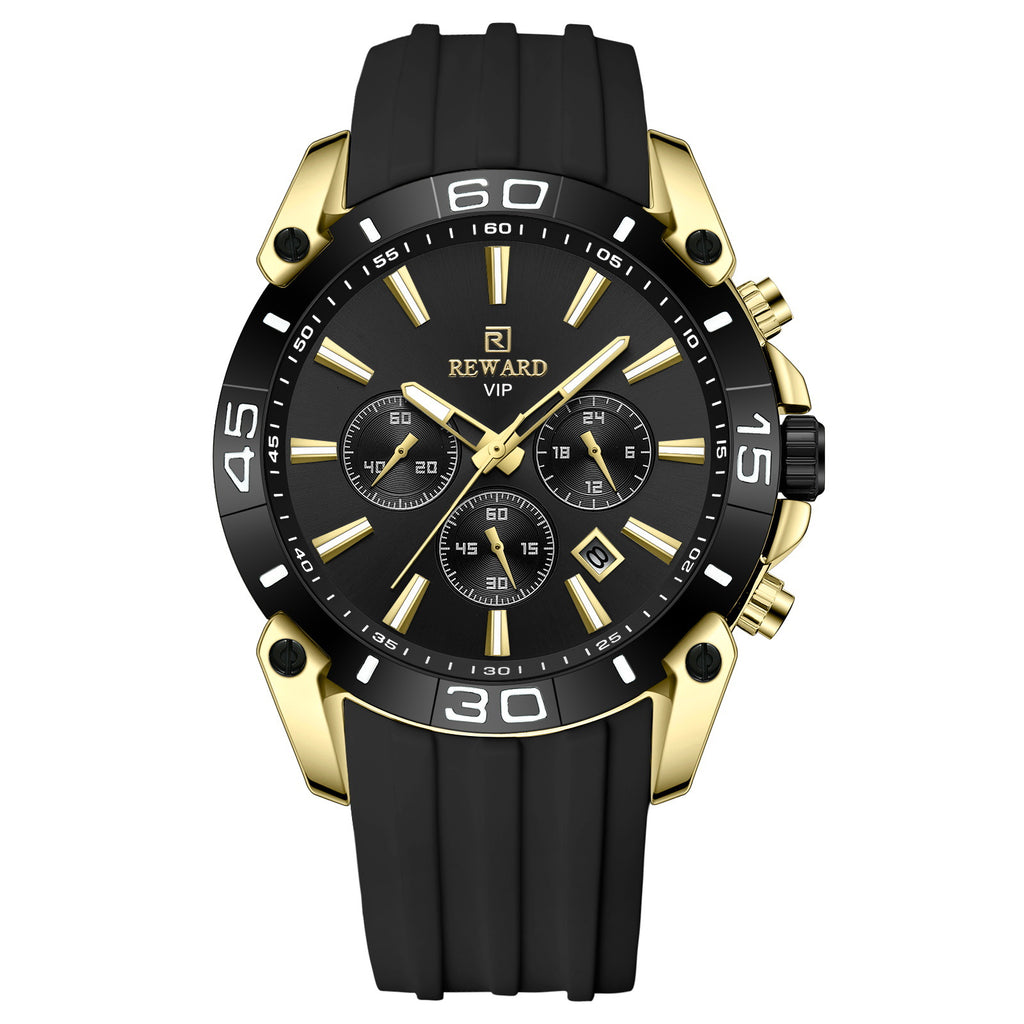 Hommes Quartz multifonction trois yeux et six aiguilles chronographe