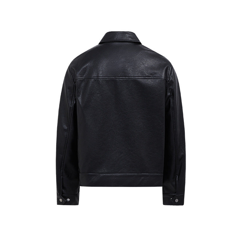 Veste en cuir courte d'automne manteau casual