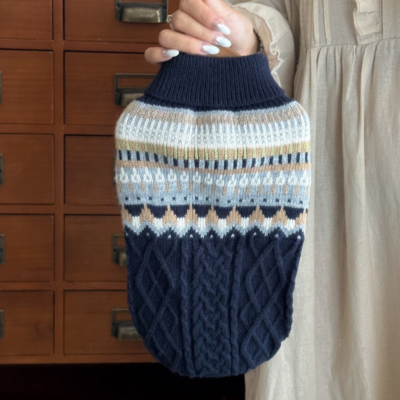 Chandails d'animaux de compagnie Cat Soft Fair Island Blue Sweater