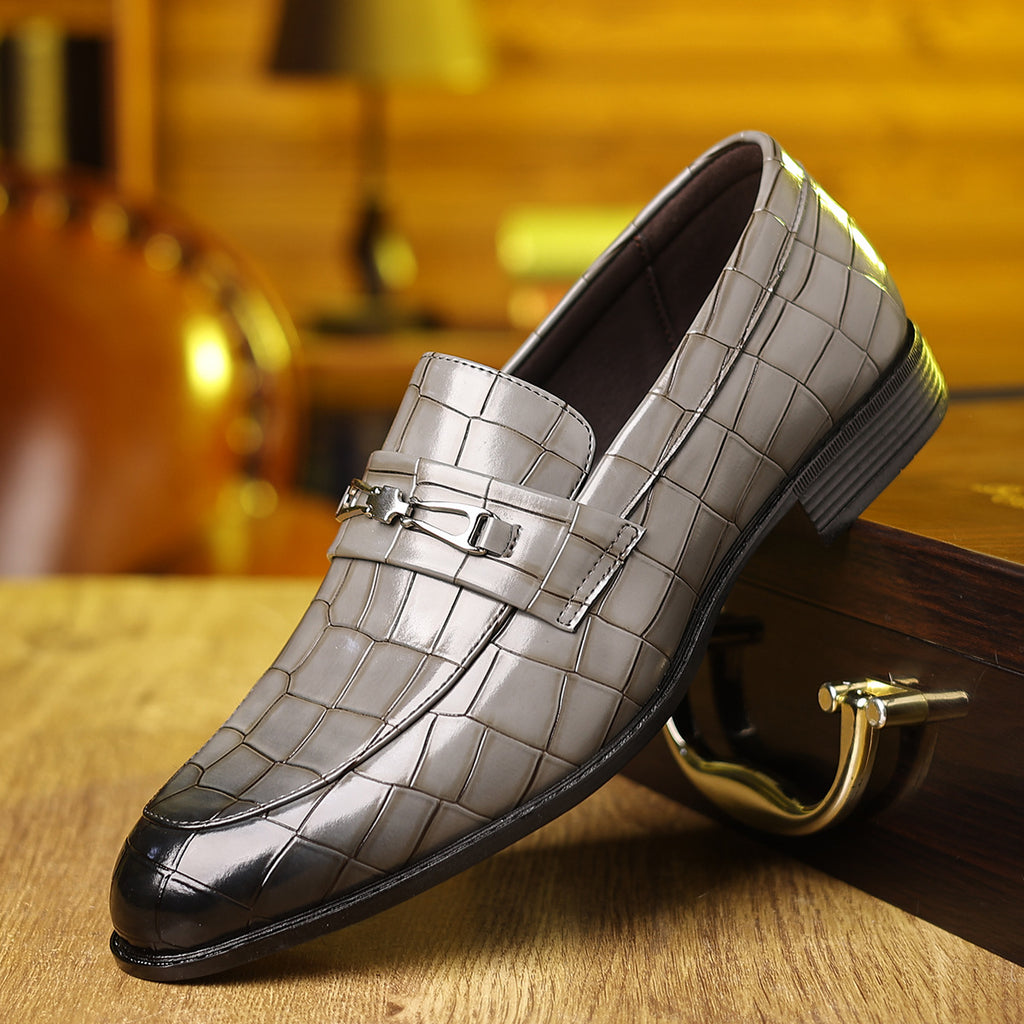 Chaussures en cuir d'affaires à pointe pointue en plaqué casual