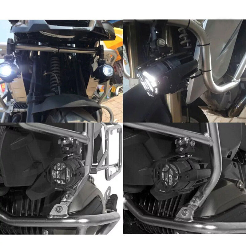 2x Black Motorcycle LED Spot Light Lampe de phare auxiliaire