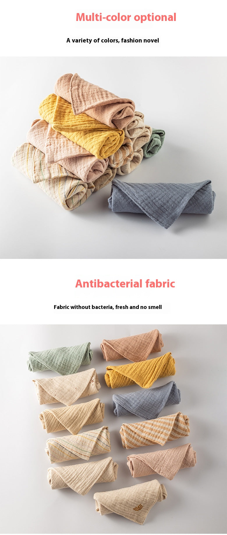 Simple bébé Gauze coton Serviette carrée à quatre couches Salive Serviette visage vêtement couleur soins infirmiers