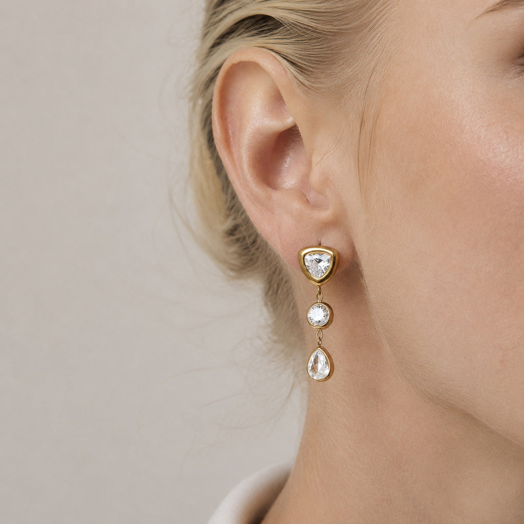 Collier en acier au titane Zircon Et boucles d'oreilles