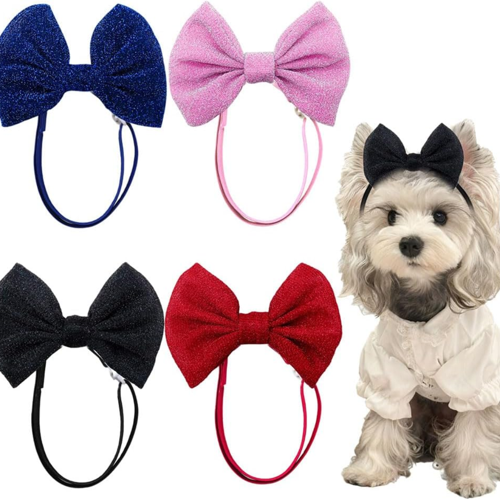 Bande de tête 4Pcs Cheveux de chien Bow pour petits chiens moyens