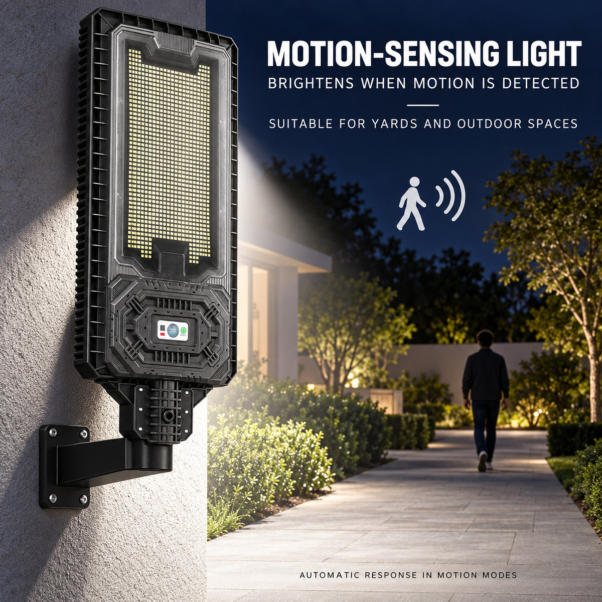 Solar Powered Motion Sensor Outdoor Light W7115 2 Noir pour Garden Yard Street Wall LED