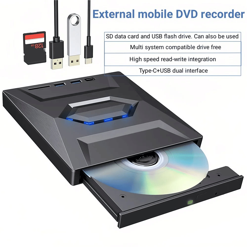 Disque externe CD DVD USB 3.0 Writer Burner Player Pour PC Ordinateur portable Windows 11 10