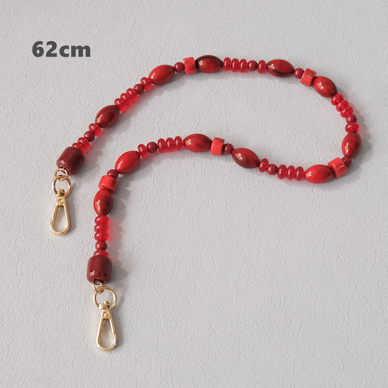 Accessoire à chaîne de perles rouges à la mode Crossbody Lanyard Bag