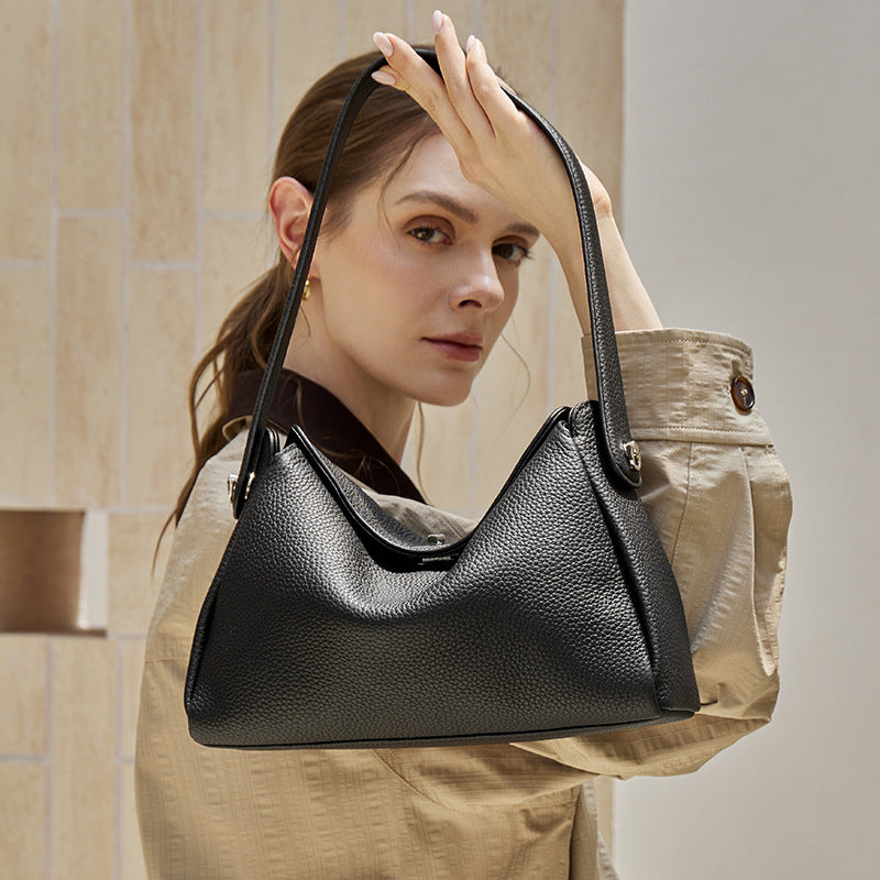 Sac transversal de navette en cuir véritable mono-épaule