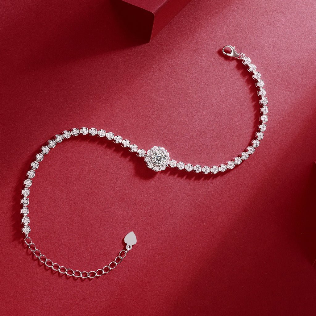 S925 Bracelet de tennis en argent 7.4g Moissanite