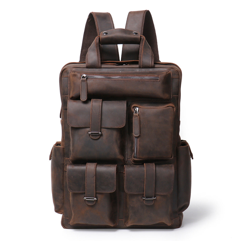 Sac à dos européen et américain en cuir retro pour hommes