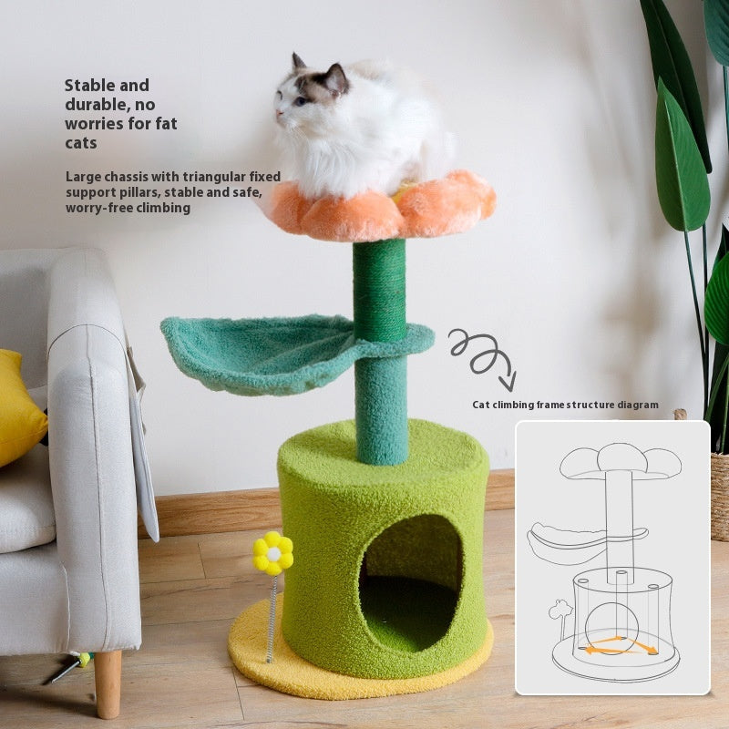 Cadre d'escalade de chat à fleurs sisal