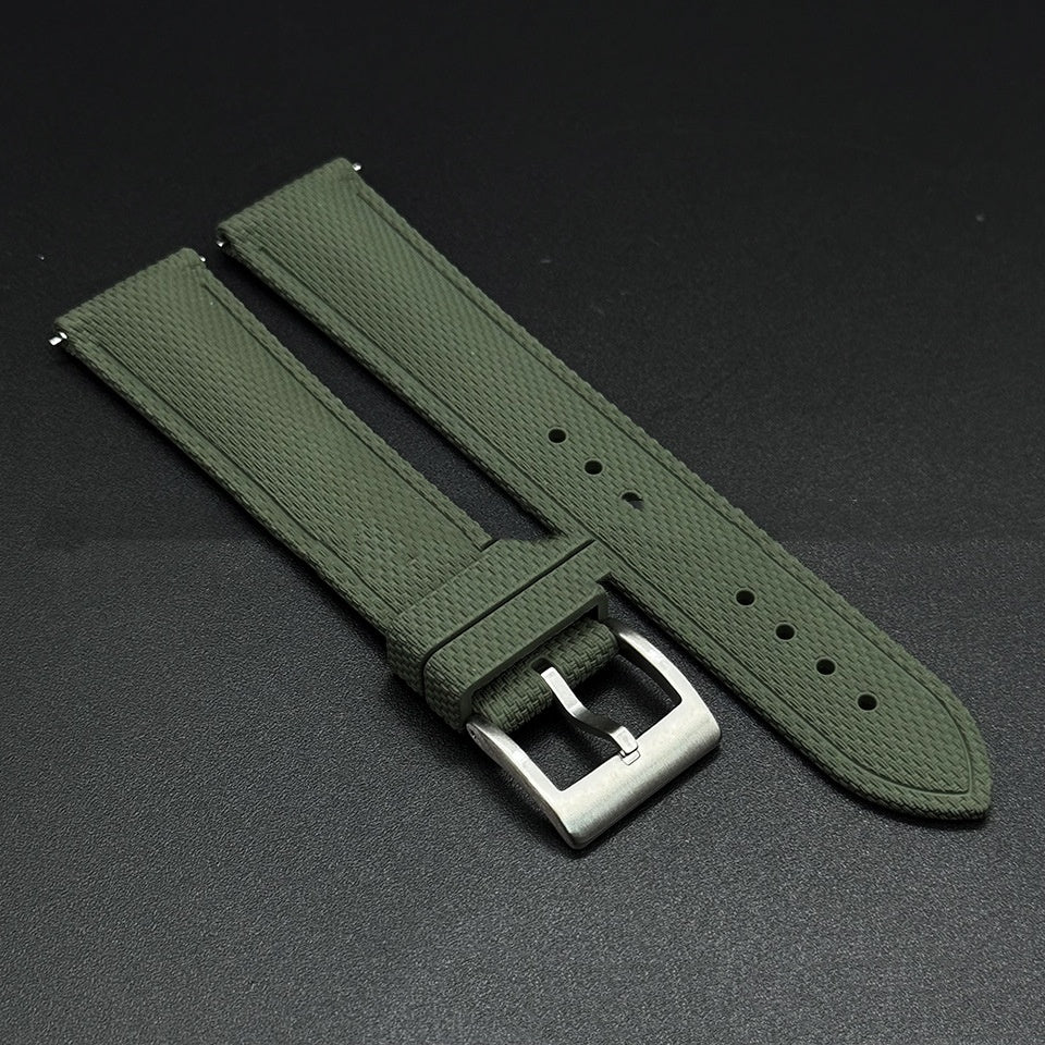 Sport-style fluoroelastomer watch strap