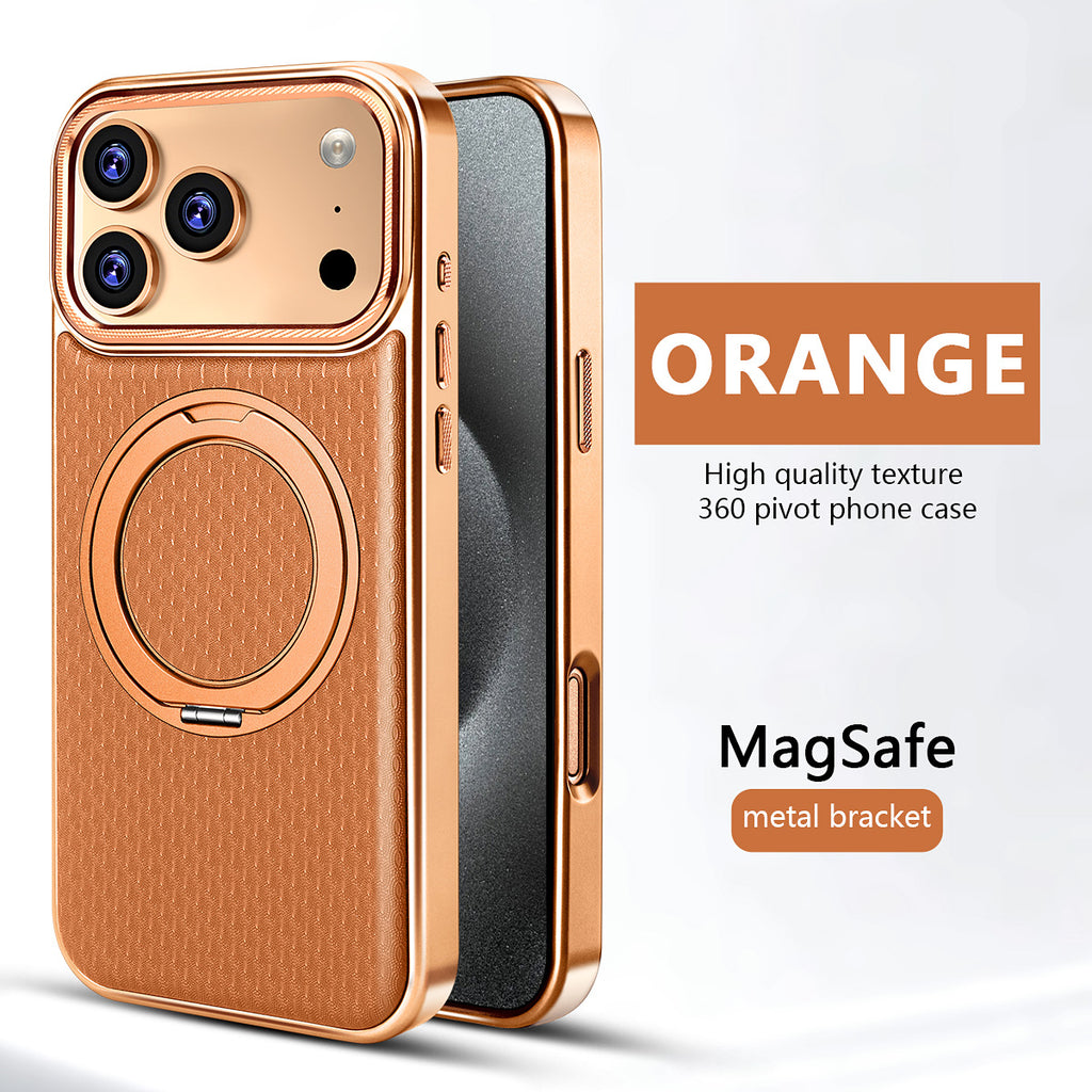 360-Degree Rotating Leather Finish Phone Case with Stand