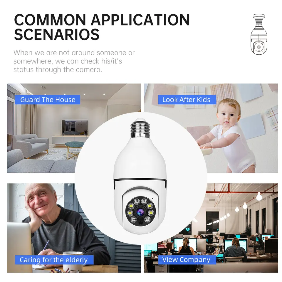 1080P Smart Home Security PTZ Caméra lumières sans fil Surveillance 360 degrés Vue à distance C