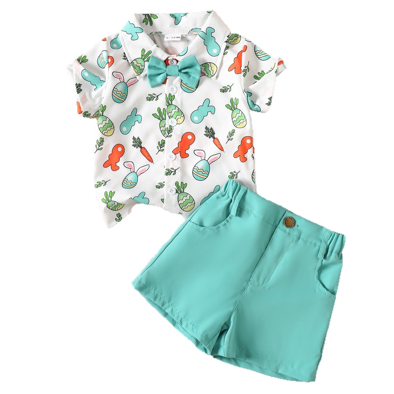 Cartoon lapin Œuf de Pâques Imprimer Chemise et shorts Set