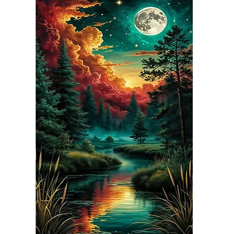 Peinture diamant 5D sur le thème du paysage Bricolage entièrement pavé avec des Strass ronds