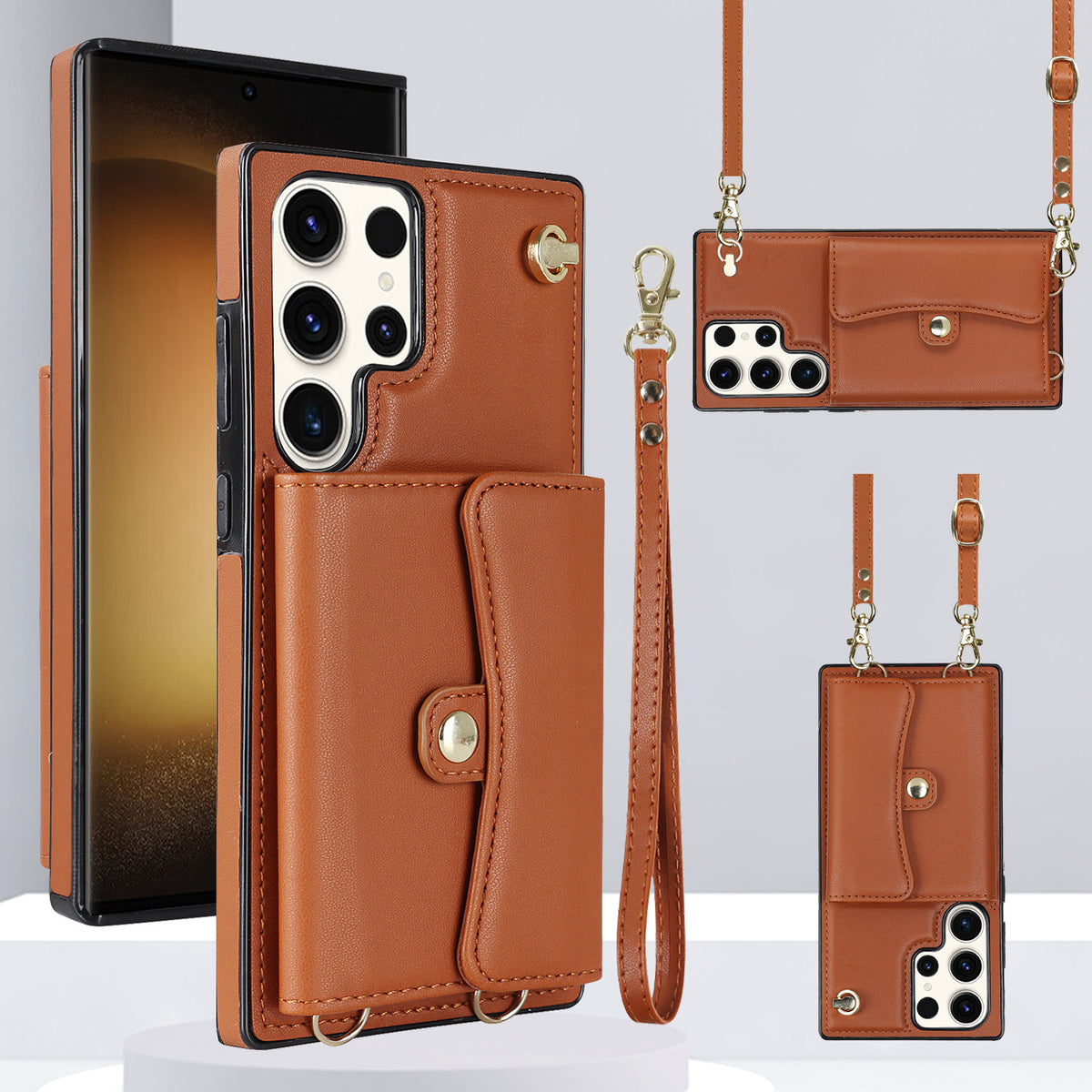 S23Ultra Carte Orgue Boîtier en cuir A13 Crossbody Phone Case