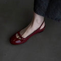 Red Ballet Chaussures Simples Femmes Versatile Petites Sandales Rondes Bow parfumées