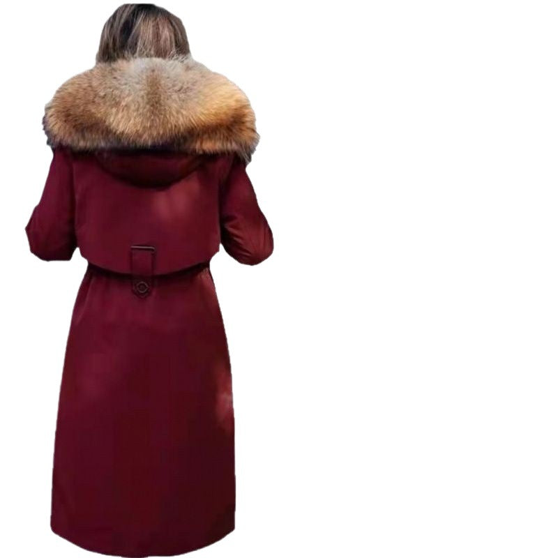 Manteau de fourrure pour femmes Faux Fox et Raccoon Fur Veste en coton épais