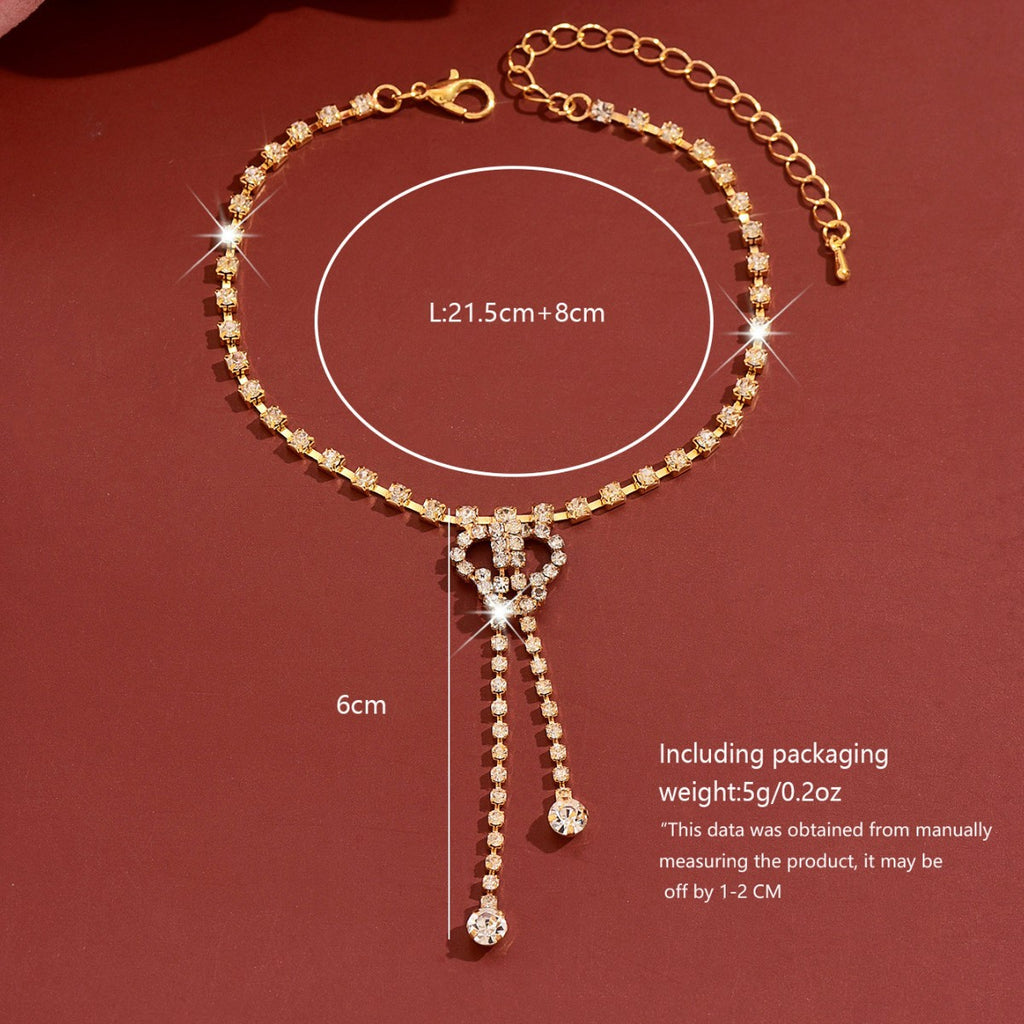 Femmes Floral Strass Tassel Anklet