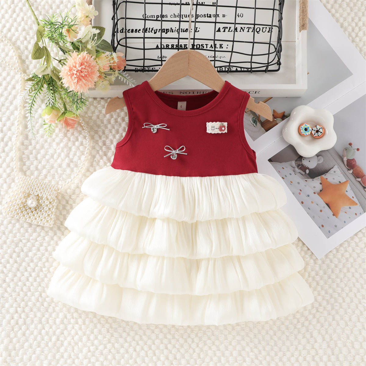 Robe de patchwork sans manches à la mode pour les filles