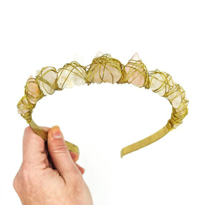 Cristal naturel Quartz Couronne Né Améthyste Gemme Coiffure de mariage