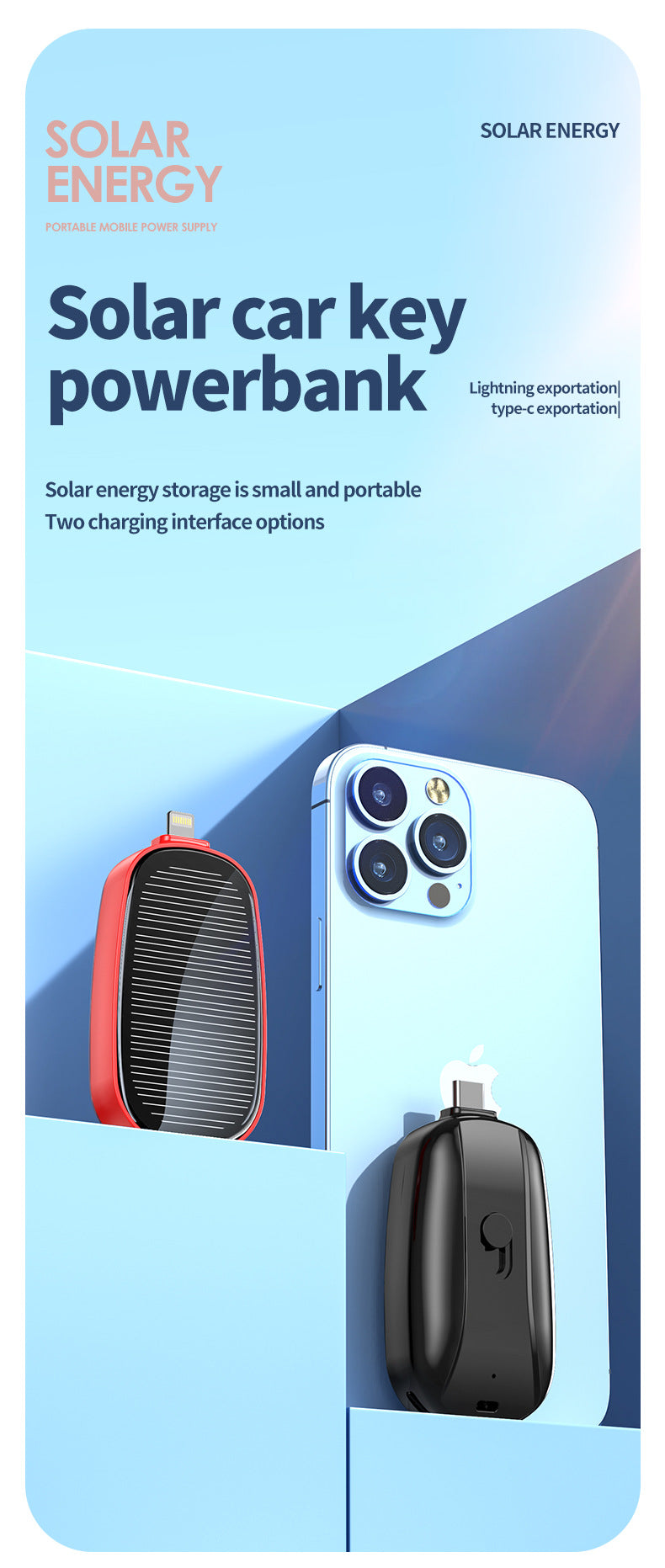 Mini Unité de recharge solaire d'urgence Alimentation sans fil portable