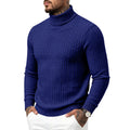 Hommes Col tortueux Slim-Fit Vertical-Stripe Chandail occasionnel à manches longues