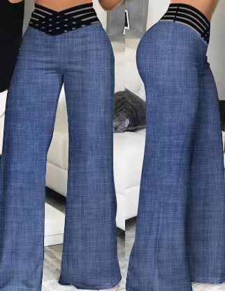 Pantalon de longue taille pour femmes Hollow Out Cross Pantalon Élégant Pantalon d'élégant feu de route Pantalon haute taille Ca