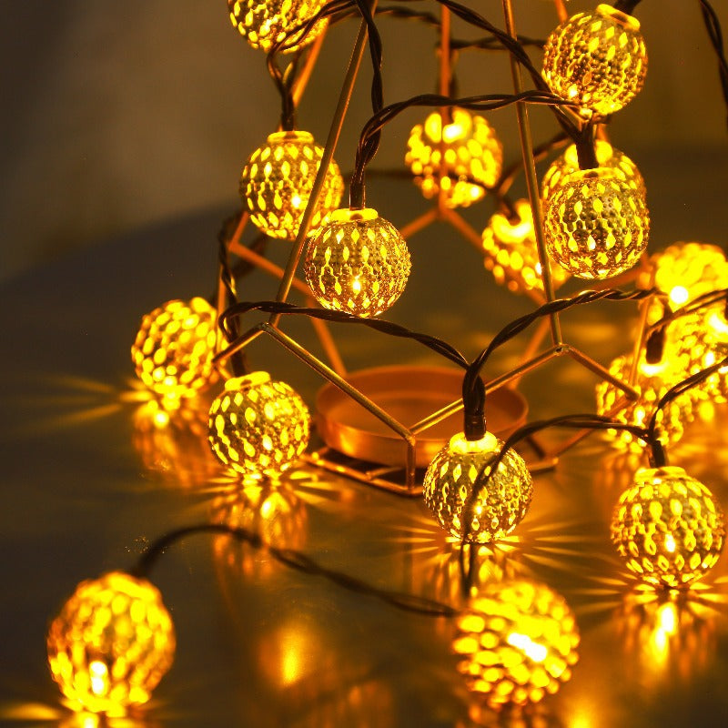 Fer brut Marocain-Style lumières à cordes à LED à énergie solaire