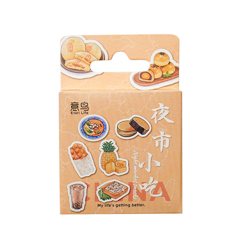 Stickers Box-packed Marché de nuit Snacks Adhésif Etiquette Peintre Compte Diy Sceau décoratif