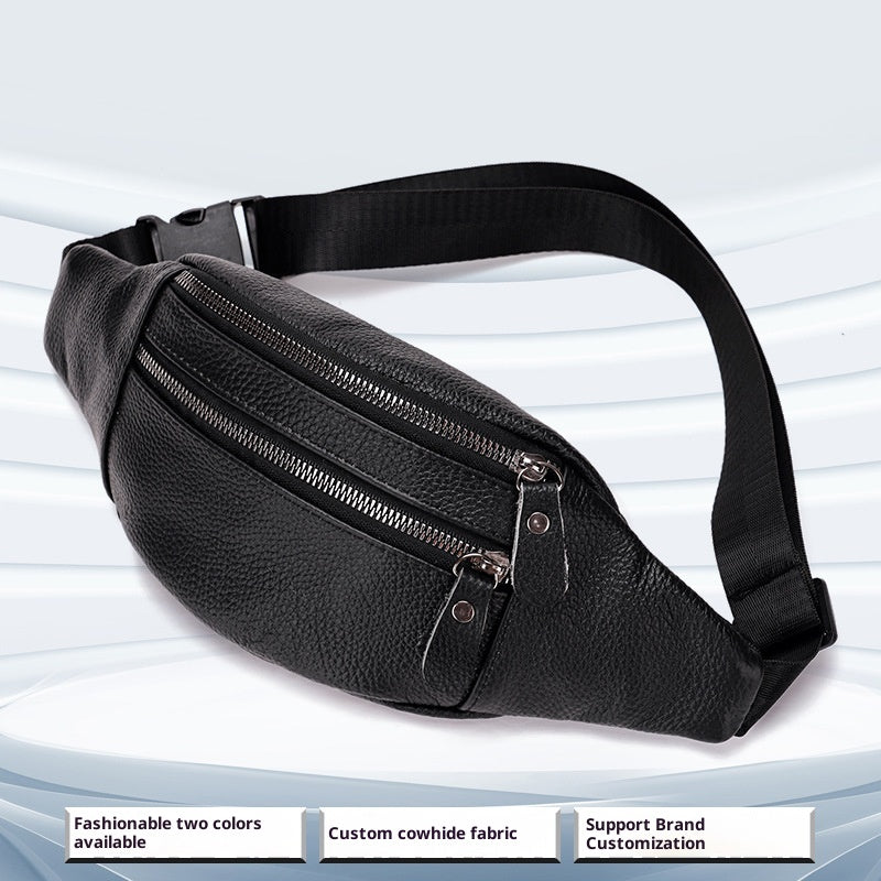 Véritable sac de ceinture en cuir pour hommes Première couche Cowhide Multi-fonctionnel