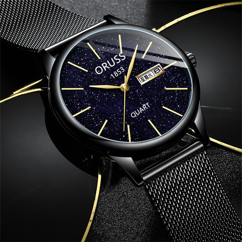 Entièrement automatique Montre mécanique Pointeur de calendrier homme acier fin