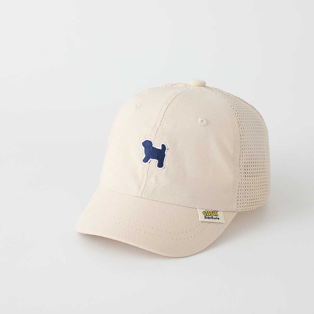 L'été bébé Beige caricature animal brodé Mesh respirant Casquette de baseball est approprié