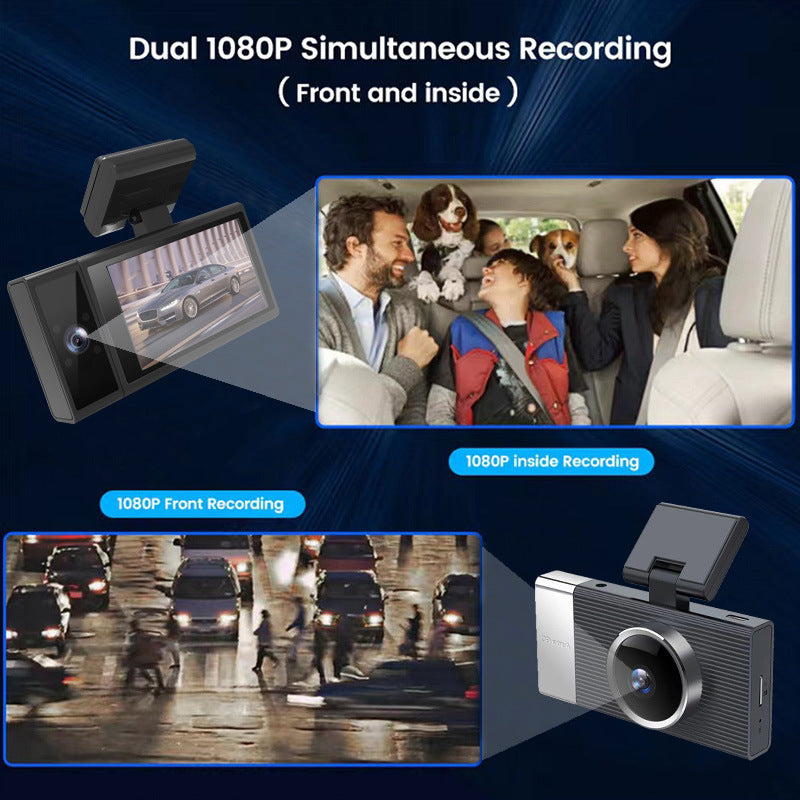 WIFI Driving Recorder Trois Lens Mobile Phone APP Interconnexion Night Vision Large Large Wide